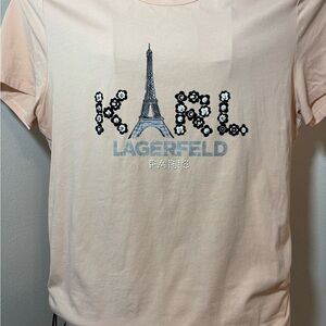 Karl Lagerfeld Paris Peach Embellished Tee